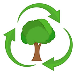 Recycle - Tree Life - Vector Character Illustration