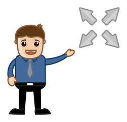 Four Ways Arrow - Vector Character Illustration