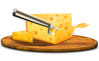 Schnittkäse mit Löcher, goldgelb, freigestellt