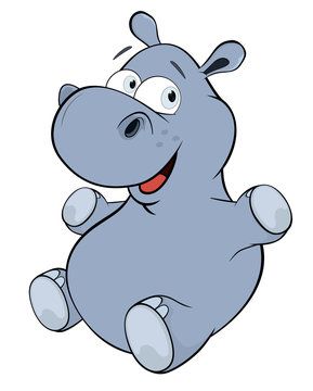 Little hippopotamus. Cartoon