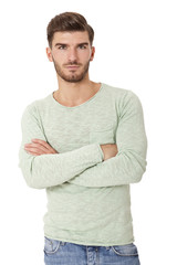 Fototapeta premium young man in casual fashion on white
