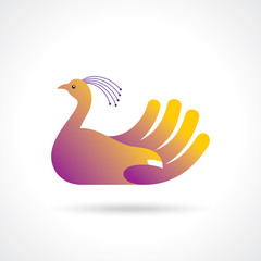 creative bird with hand. creative idea