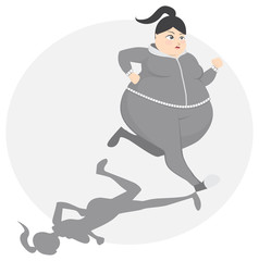 Overweight girl exercise