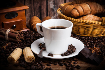 Coffee still life with cup of coffee