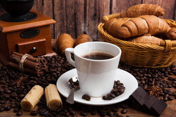 Coffee still life with cup of coffee