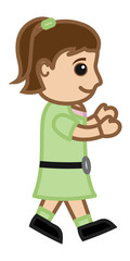 Walking Girl - Vector Character Cartoon Illustration