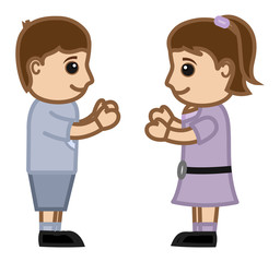 Kids Playing - Vector Cartoon Illustration