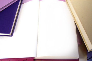 Book background with open blank pages for copy