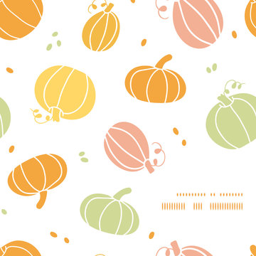 Vector thanksgiving colorful pumpkins silhouettes frame corner