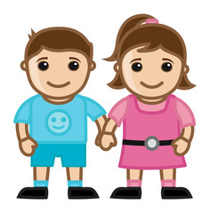 Girl and Boy - Cute Kids - Vector Cartoon Illustration