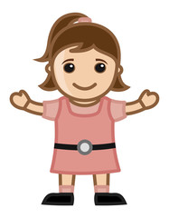 Cute Little Girl - Vector Cartoon Illustration