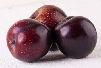 Fresh ripe red plums