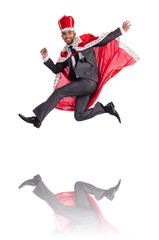 King businessman isolated on the white