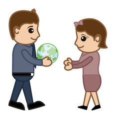 Gifting a Green Earth Concept - Vector Illustration