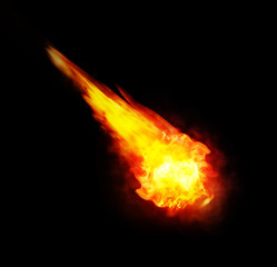ball of fire (fireball) on black background - obrazy, fototapety, plakaty