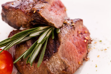 Succulent medium rare beef steak
