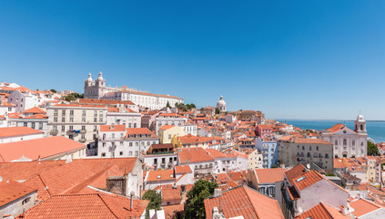 Fototapeta na wymiar Panoramic view of the Alfama district in Lisbon