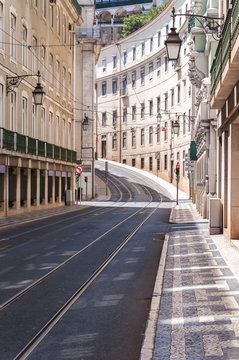 Empty street in Lisbon downtown