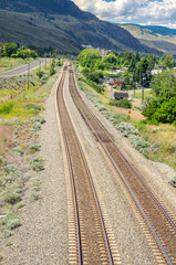 Fototapeta na wymiar Railway Tracks in a Mountain Landscape