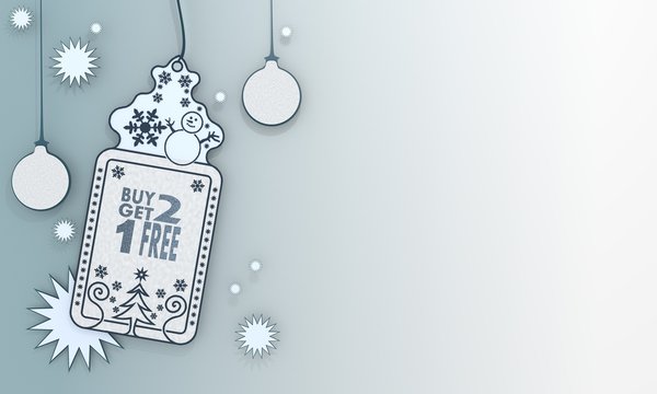 blue xmas coupon with buy two get one free sign