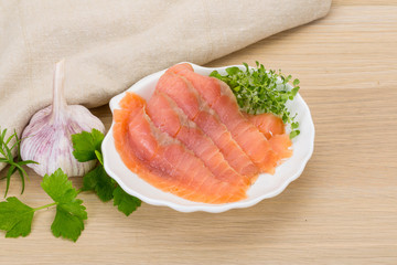Sliced salmon