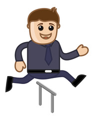 Cartoon Vector Character - Cartoon Man Jumping in Race