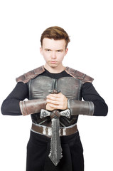 Funny knight isolated on the white background
