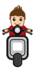 Cartoon Vector - Riding on Scooter