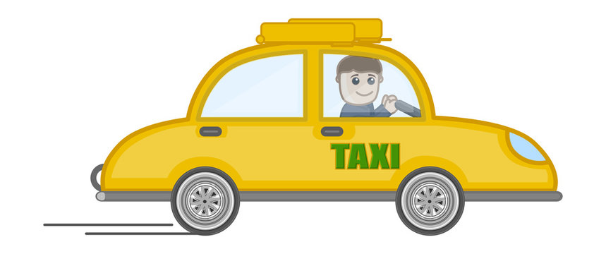 Cartoon Vector - Man Driving a Taxi