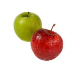 Two apples red and green