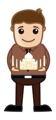 Visit Taj Mahal India - Travel Cartoon Concept