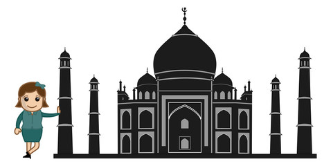 Black Cartoon Vector Taj Mahal