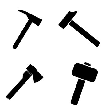 Marteau et hache en 4 ic&ocirc;nes