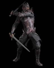 Fototapeta premium Dark Fantasy Knight with Two Swords