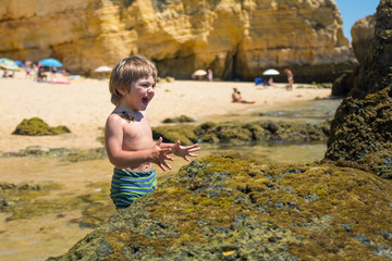 Boy having fun on the beach