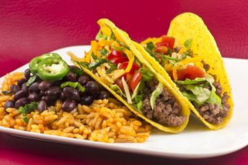 Mexican Tacos with Rice and Beans
