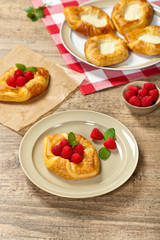 Raspberry pastries. Selective focus.