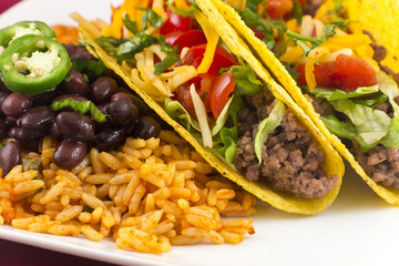 Mexican Tacos with Rice and Beans