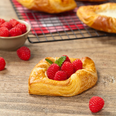 Raspberry pastries. Selective focus.