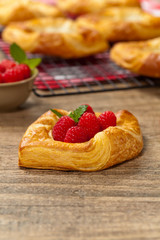 Raspberry pastries. Selective focus.