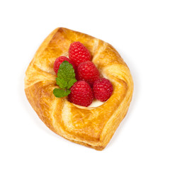 Raspberry pastries isolated on white background.