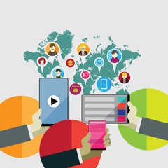 flat design concept icons for web and mobile phone services