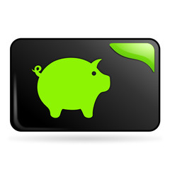 cochon sur bouton web rectangle vert