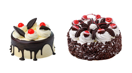 Chocolate cake isolated on white background