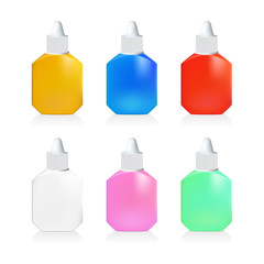 Illustration of mix color drop bottle on white background