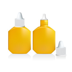 Illustration of yellow drop bottle isolated on white background