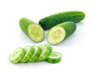 Fresh cucumber slice isolated on white background