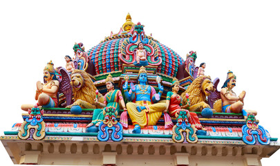 Hindu God Statues At A Hindu Temple in isolated