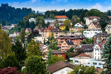 Typical swiss houses in Alpes, Lucerne, Switzerland