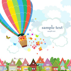 hot air balloon over the city with gifts © Aloksa